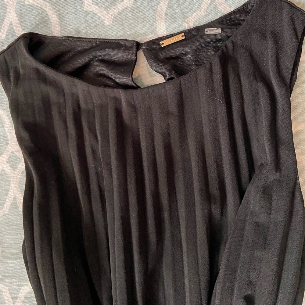Tahari Micro Pleat Black Dress - Picture 2 of 5